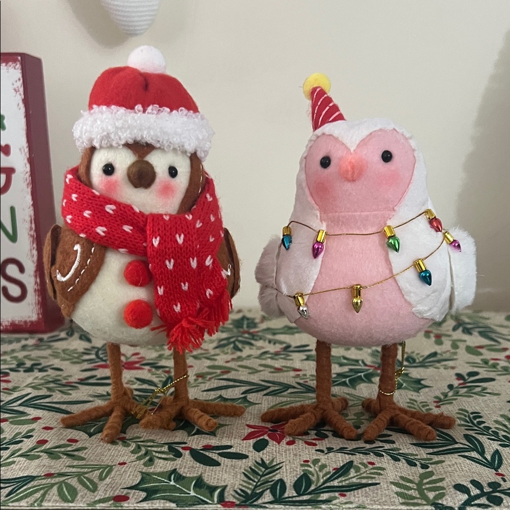 Festive Owl and Bird Plush Decor (Snap and Tinsel from 2023)